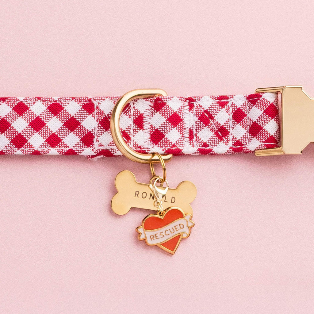 Red Gingham Dog Collar