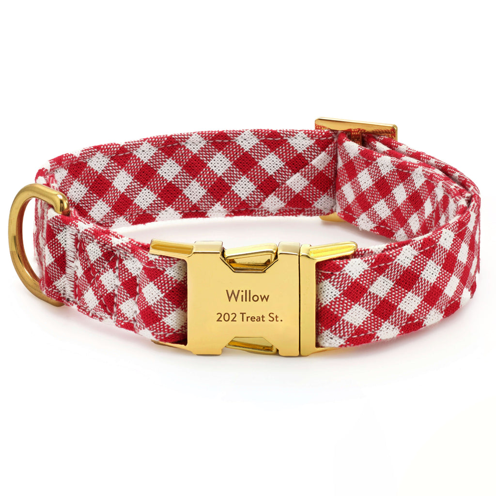 Red Gingham Dog Collar
