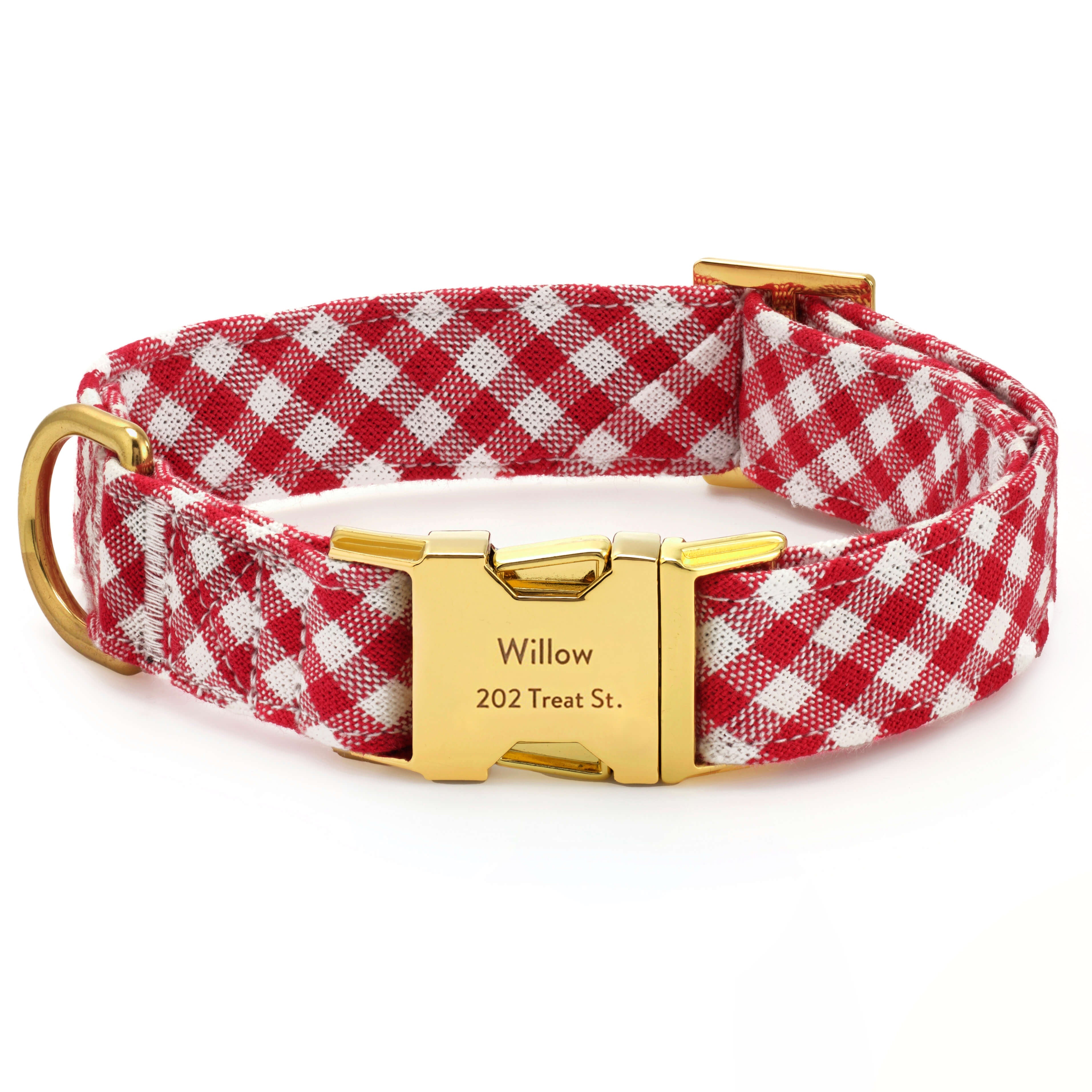 Red Gingham Dog Collar